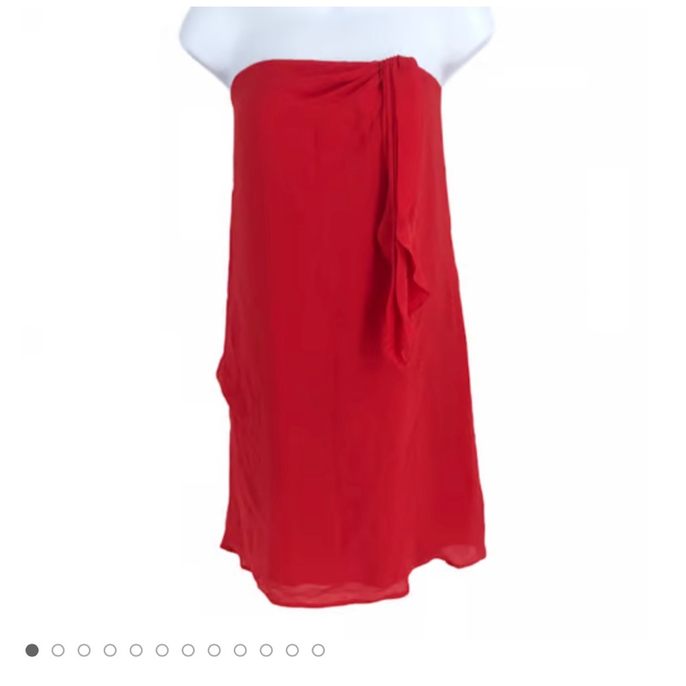 Alice + Olivia short cocktail dress with cascading raffle
